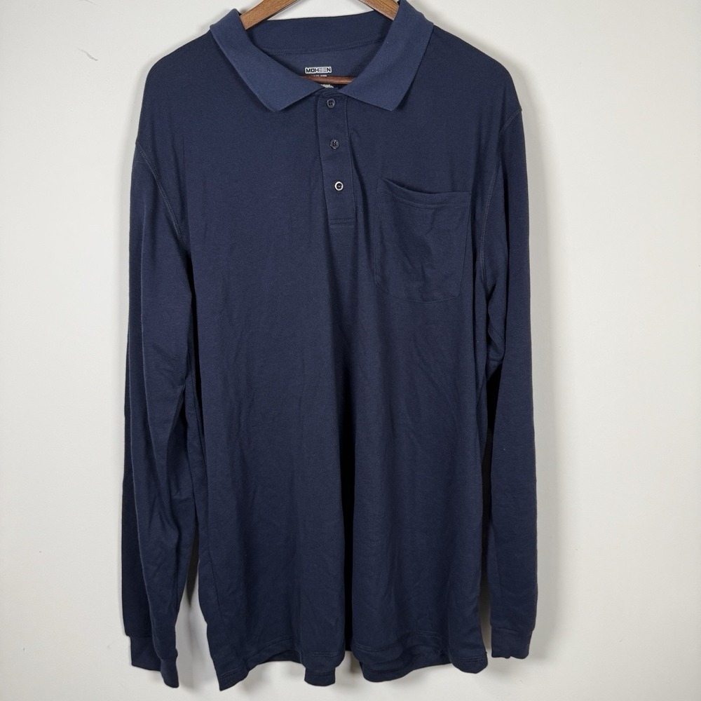NWT Moheen Polo Long Sleeve Men's 2XL Navy Cool Dri UPF50+